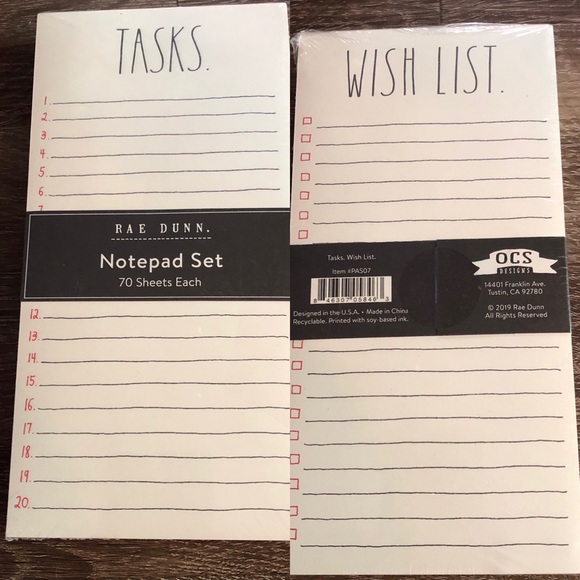 Rae Dunn Other - Rae Dunn TASKS & WISH LIST Notepad set